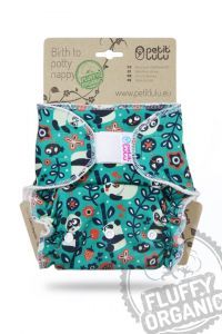 Fluffy Organic Diaper Pandas with Hook & Loop