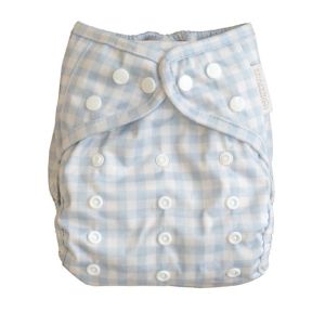 Cover Blue Gingham Modern Cloth Nappies Wrap
