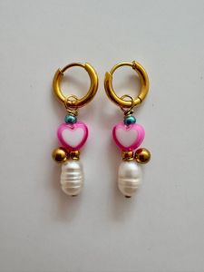 ByMelo oorbellen Strik Roze